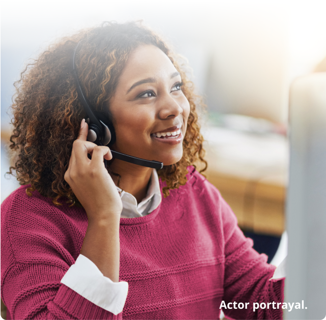 Woman talking on a headset